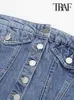 T-Shirt da donna TRAF Donna Moda senza spalline Denim Crop Bustier Canotte Vintage Collo dritto Indietro Elastico Donna Camis Mujer J230627