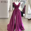 Urban Sexy Dresses Plus Size Elegant Long Purple Prom Dress 2023 High Slit pärlor Applique Vestidos de Fiesta Custom Made aftonklänningar 230627