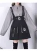 Casual Kleider 2023 Frau Kleid Gothic Mädchen Y2K Vintage Kleidung Strap Gürtel Kette Lose Sweatshirt Sets Lolita Koreanische Robe Femme