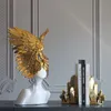 Oggetti decorativi Figurine Accessori per la casa 52 cm Maschera di piume d'oro Personaggio Scultura Figurine Soggiorno Ornamento Oggetti Resina Arte Artigianato Regalo 230627