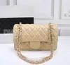 Top Designe custom luxury brand handbag channel Womens bag 2023 leather brief gold chain nice crossbody 2.55cm black and white pink cattle clip sheepskin shoulderhH