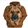 Felpe con cappuccio da uomo Peluche Autunno Cute Puppy Felpa con cappuccio stampata in 3D Outlet di abbigliamento da uomo di moda allentata