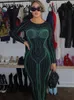 Sukienki swobodne Hawthaw Women Fashion Bodycon Bodycon Club Club Green Dress Fall Ubranie Hurtowe Przedmioty dla biznesu 23327