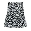 Serbatoi da donna Donna senza maniche senza spalline Leopardo pieghettato Canotte Estate Casual Smocked Bandeau Tube Canotta Tunica allentata Tee Streetwear