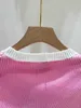 Camisolas femininas designer primavera verão marca mesmo estilo camisola manga comprida gola redonda roupas da moda preto rosa branco azul GB0E