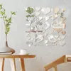 Decorative Flowers Heart Shaped Mirror Sticker Wall Stickers Mirrors Adhesive Decals Acrylic Decor