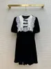 NEU MA * JE Explosion Street Taille Wicked Hepburn Spitzenkontrast A-Line Velvet Kleidergröße S-L