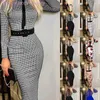 Perakende Sıradan Tasarımcı Kadın Elbiseler Tasarımcı Moda Baskılı Elbise Kemer A-line etekleri Lady Elegant Bodycon Giyim