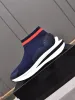 Stretchy Knit Socks Shoes Men's New Shoes Black Men's Lightweight High-Top Knit Sports Trend Flying Knit Shoelace Sports Casual Trend Shoes