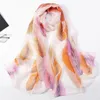 Scarves Fashion Leaf Chiffon Georgette Scarf Women Geometric Printing Long Soft Wrap Shawl Beach Kerchief Foulard