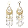 Vintage Ethnic Long Tassels Drop Earring For Women Retro Carving Seed Beads Dangle Earrings Femme Party Vacation Boho Jewlery