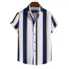 Chemises décontractées pour hommes chemise pour hommes d'été à manches courtes boutons amples Blouse 2023 rayé imprimé plage hawaïenne