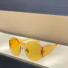 Żółte okulary przeciwsłoneczne bez krawędzi One Piece obiektyw kobiety Summer Sunnies Gafas de Sol Sonnenbrille Uv400 Okulara z pudełkiem