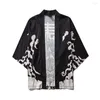 Herren-Freizeithemden, Herren-Kimono-Strickjacke mit Wellenmuster, traditionelle japanische Kleidung für Damen und Herren, Übergröße, Herren-Mantel