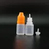 Lot 100 Stück 5 ML KOSTENLOSER Versand LDPE-Kunststoff-Tropfflaschen mit kindersicheren Kappen und Spitzen, langem Nippel Arjhe