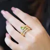 Anéis Choucong Ringos de casamento vintage jóias 18k Gold preenchimento de água gota aquamarina festa feita eternidade womnen engajamento Banda de cobra Ri