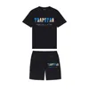 2023 Summer New Trapstar London Street Shooter Short-sleeved t Shirt Suit Black Men's Crew Neck T-shirt Shorts Fashion Casual4aqm