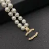 New Style Design Inlaid Crystal Pendant Necklaces Fashion Women Brand Letter Pearl Chain 18K Gold Plated Brass Material Necklace Luxury Wedding Christmas Jewelry