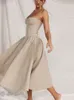 基本的なカジュアルドレスエレガントなスリムバックレスドレスファッションソリッドサスペンダー2023夏の女性パーティーイブニングローブベスティドス230626