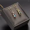 Collares pendientes de lujo de moda chapado en oro maní para mujeres púrpura azul CZ cadenas de incrustaciones de piedra joyería de moda regalo de fiesta