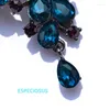 Brooches Crystal Flower Breast Pin Elegant For Women Sapphire Color Rhinestone Fashion Jewelry Ladies' Corsage Party Gifts