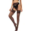 Frauen Socken Stock Market Cup Schwarze Strümpfe mit Gürtel Set Hohe Strumpfhosen Dessous Sexy Strumpfhosen Blumendruck Langes Strumpfband