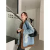 Женские куртки SueprAen Retro Patchwork Suit Denim Jacket 2023 Loose Top Streetwear Jeans Coat