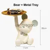 Decorative Objects Figurines 2022 Resin Bear Storage Tray Nordic Creative Figurines Ornaments Porch Desk Home Decoration Keys Candy Storage Home Decor