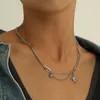 Halsband designer halsband för hennes kedja kvinna fashionabla multi-lagers diamantstjärna hänge hip-hop cool talanglegering