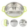 Dinnerware Sets Kids Stainless Steel Plates Dinner Diet Divided Serving Tray 25.5X22X5CM Sectioned Baby