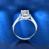 Klassische 2-Karat-Moissanit-Ringe für Damen, verstellbarer Ring aus 925er Sterlingsilber