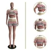 Designer Tracksuits Summer Knitted Outfits Women Two Piece Sets Short Sleeve Striped Crop Top and Shorts Sweatsuits Knitting Sportswear Wholesale Clothes 9964