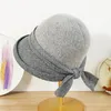 Bonnets à bord court seau chapeau Vintage élégant pêcheur avec nœud femmes automne hiver Cloche Fedora