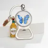 Ouvre-bouteille créatif porte-clés mode bouteilles de bière lunettes pendentif porte-clés Vintage papillon motif porte-clés bijoux cadeau