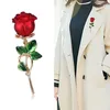 Brooches Blue Red Enamel Rose Flower For Women Lady Classic Beauty Party Office Brooch Pin Gifts