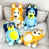 25 cm blåhundfamilj plysch leksak anime tecknad hund plushie barn födelsedag fans gåvor sömn docka