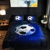 Bedding sets Boys Bedding Set Football Single Twin Bed Sets 3D Black Duvet Cover Queen King Size Child Pillowcase Summer Comforter Bed Sheets 230626