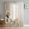 Cortina Diente de león Flor de mariposa Tratamiento de ventana Tul Cortinas transparentes modernas para cocina Sala de estar Dormitorio Cortinas Decoración 230626