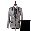 Men's Suits Men's & Blazers Men Slim Fit Tuxedo Shawl Lapel Suit Gold Jacquard Pattern Wedding Groom Party Prom Stage Show Costume