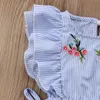 Mamelucos niños pequeños bebé niña flor raya volante mameluco mono trajes ropa 230626