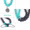 Charme Pulseiras Moda 108 Oração Lava Turquesa Mala Pulseira Masculina Longa OM Pingente Colares Para Mulheres Joias de Ioga Presente Transporte por Gota