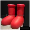 Boots Men Big Red Boot Mschf Astro Boy Designer Women Thick Bottom Rubber Platform Rain Bootie Oversized Shoes Luxury Knee Roun Dhsgu