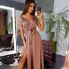 Mieszanki Dabourfeel seksowne głębokie vneck spaghetti sukienki z paskiem dla kobiet bez rękawów