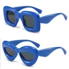 2 Stuks Leuke Cat Eye + Vierkante Opgeblazen Zonnebril Voor Vrouwen Mannen Trendy Chunky Bril Retro Dik Frame Grappig masker Shades