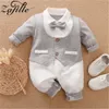Rompers ZAFILLE Baby Costume With Necktie Spring Baby Boy Rompers Gentelman Clothes For borns Boys Party Kids Toddler Costume 230626
