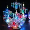 バーアクセサリーボート型LEDカクテルカップホルダースタンドVIPサービス24カップショットグラスディスプレイナイトクラブパーティーの装飾用ワイングラスラック