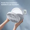 Other Home Garden Remote Control Wireless Punch-free Wall Mounted Circulation Air Cooling Fan with LED Light Folding Electric Ventilator Table Fan 230626