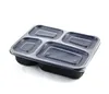 400pcs/działka jednorazowe posiłki przygotowujące 4 przedziały do ​​przechowywania żywności mikrofalowe bezpieczne pudełka na lunch hurtowe