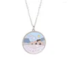 Pendant Necklaces 2023 Latest Stainless Steel Enamel Scenery Round Personality Lettering H Necklace Jewelry For Women