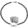 Collier de diamant en diamant complet en cristal noir Saturne.